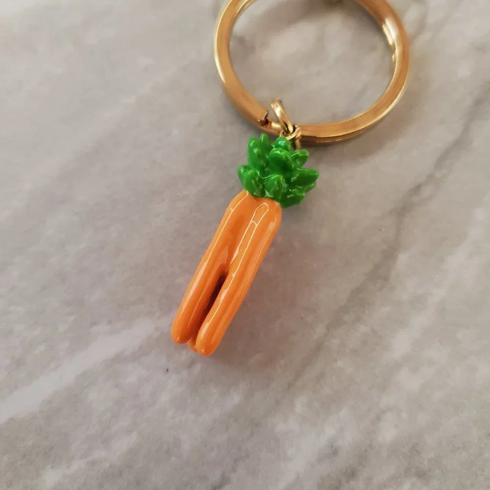 🥕 Vintage 2000s 00s Y2k J.Crew Key Chain Fob Enamel Carrot 🥕